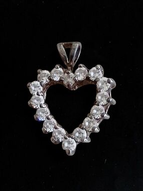 Vintage Dee Berkeley Open Heart CZ Set in Sterling Silver